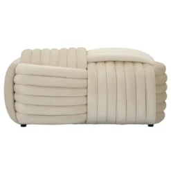 Pouf Panca Velluto Crema Rettangolare Elegante Salotto Camera da Letto