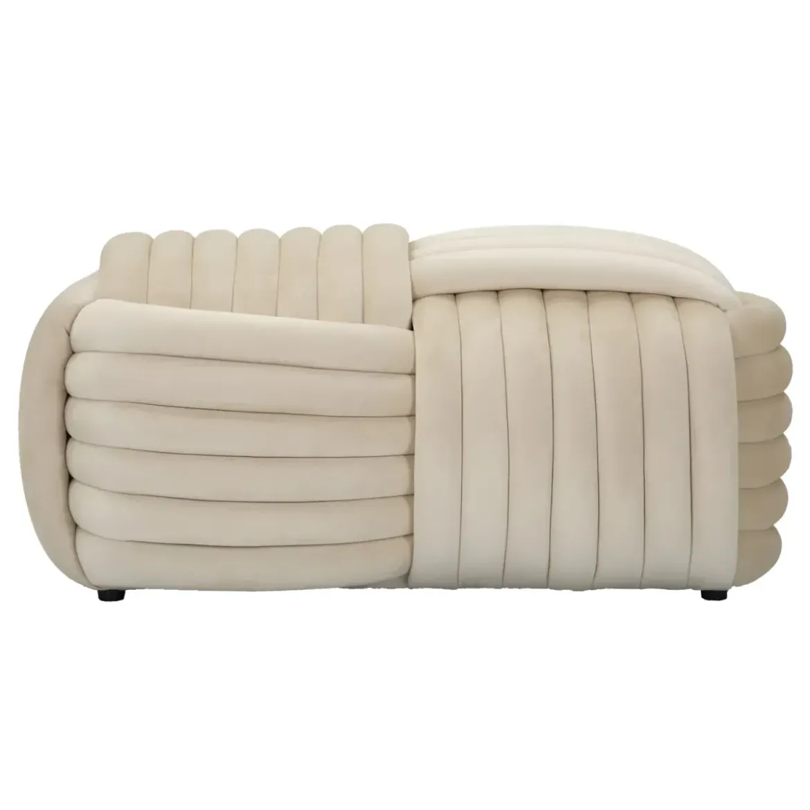 Pouf Panca Velluto Crema Rettangolare Elegante Salotto Camera da Letto