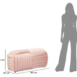 Pouf Panca Velluto Rosa Rettangolare Elegante Salotto Camera da Letto