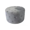Pouf Poggiapiedi Rotondo in Velluto Grigio 67 x 41 cm