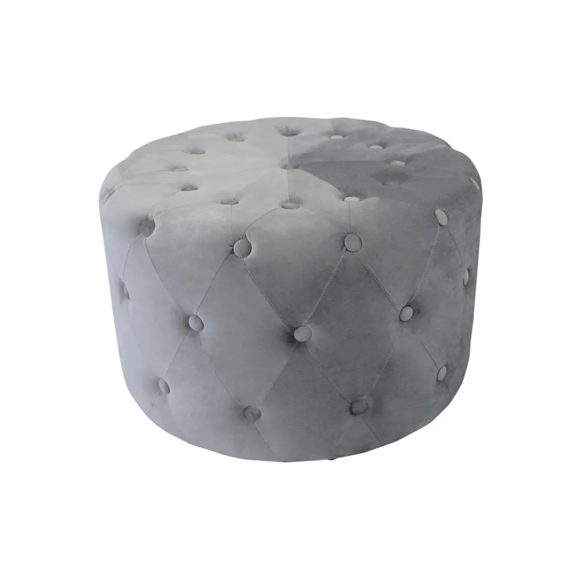 Pouf Poggiapiedi Rotondo in Velluto Grigio 67 x 41 cm