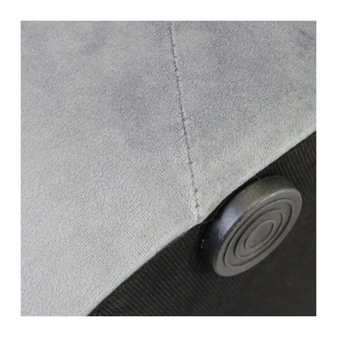 Pouf Poggiapiedi Rotondo in Velluto Grigio 67 x 41 cm