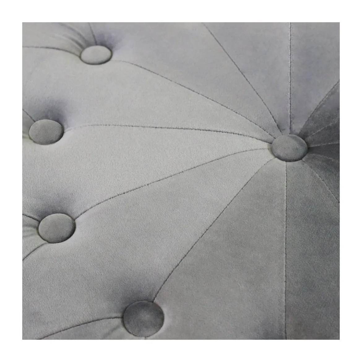 Pouf Poggiapiedi Rotondo in Velluto Grigio 67 x 41 cm