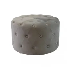 Pouf Poggiapiedi Rotondo in Velluto Tortora 67 x 41 cm