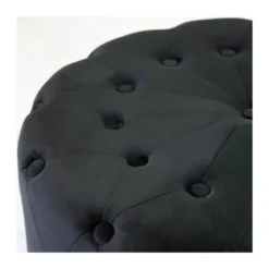 Pouf Poggiapiedi Rotondo in Velluto Nero 67 x 41 cm