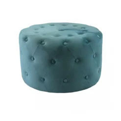 Pouf Poggiapiedi Rotondo in Velluto Verde 67 x 41 cm