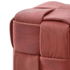 Pouf Quadrato 39x39x39 cm in Tessuto Effetto Intrecciato Mattone