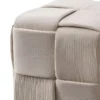 Pouf Quadrato 39x39x39 cm in Tessuto Effetto Intrecciato Tortora