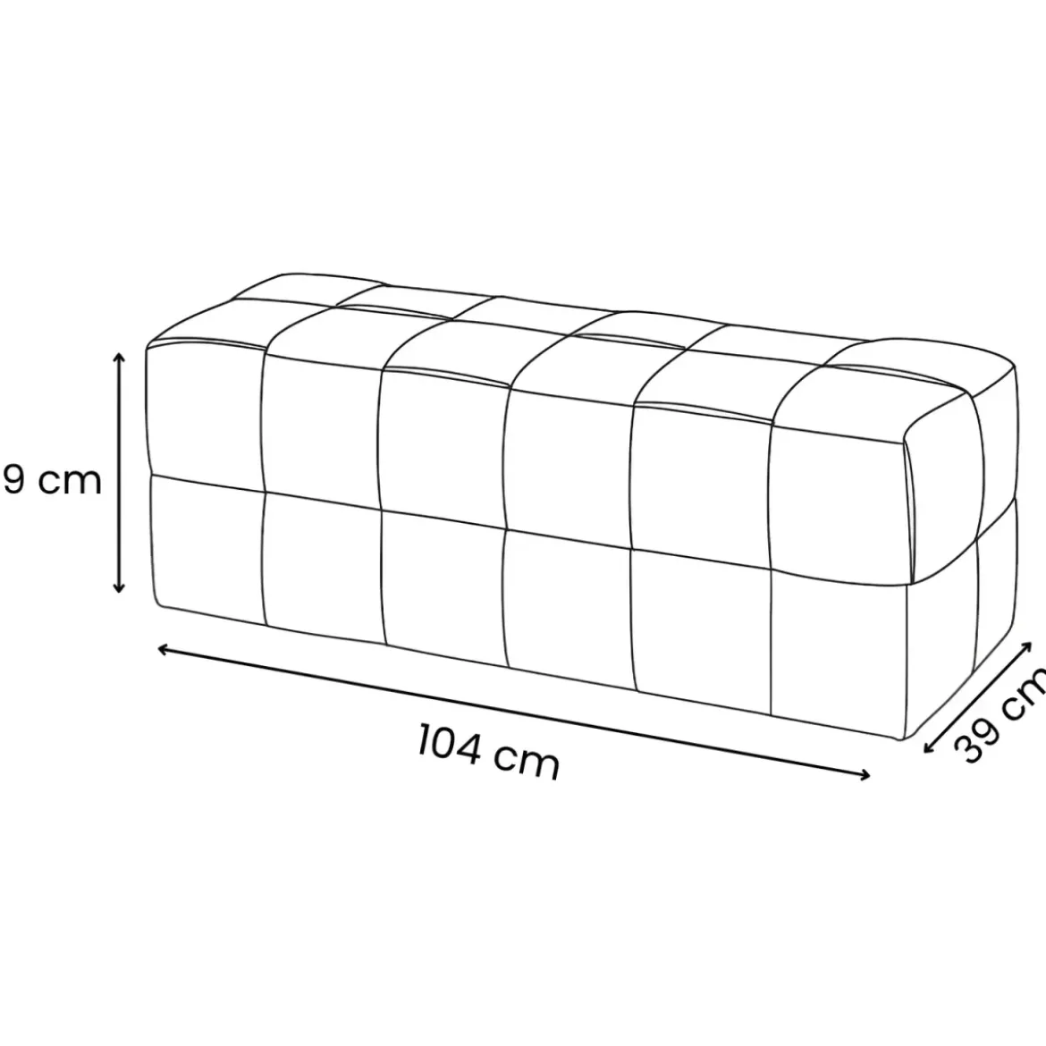 Pouf Rettangolare 104x39x39 cm in Tessuto Effetto Intrecciato Ruggine