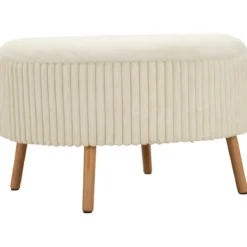 Pouf Rotondo Bianco 83x83 cm Imbottito Morbido per Soggiorno Relax