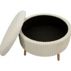 Pouf Rotondo Bianco 83x83 cm Imbottito Morbido per Soggiorno Relax