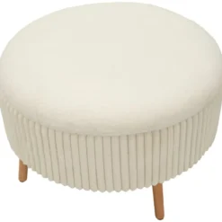 Pouf Rotondo Bianco 83x83 cm Imbottito Morbido per Soggiorno Relax