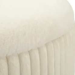 Pouf Rotondo Bianco 83x83 cm Imbottito Morbido per Soggiorno Relax