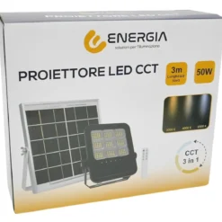 Proiettore Solare 50W 550lm CCT con Pannello Telecomando da Esterni