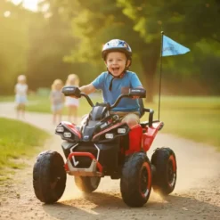 Quad Elettrico per Bambini 24V Rosso ATV Safari Telecomando MP3