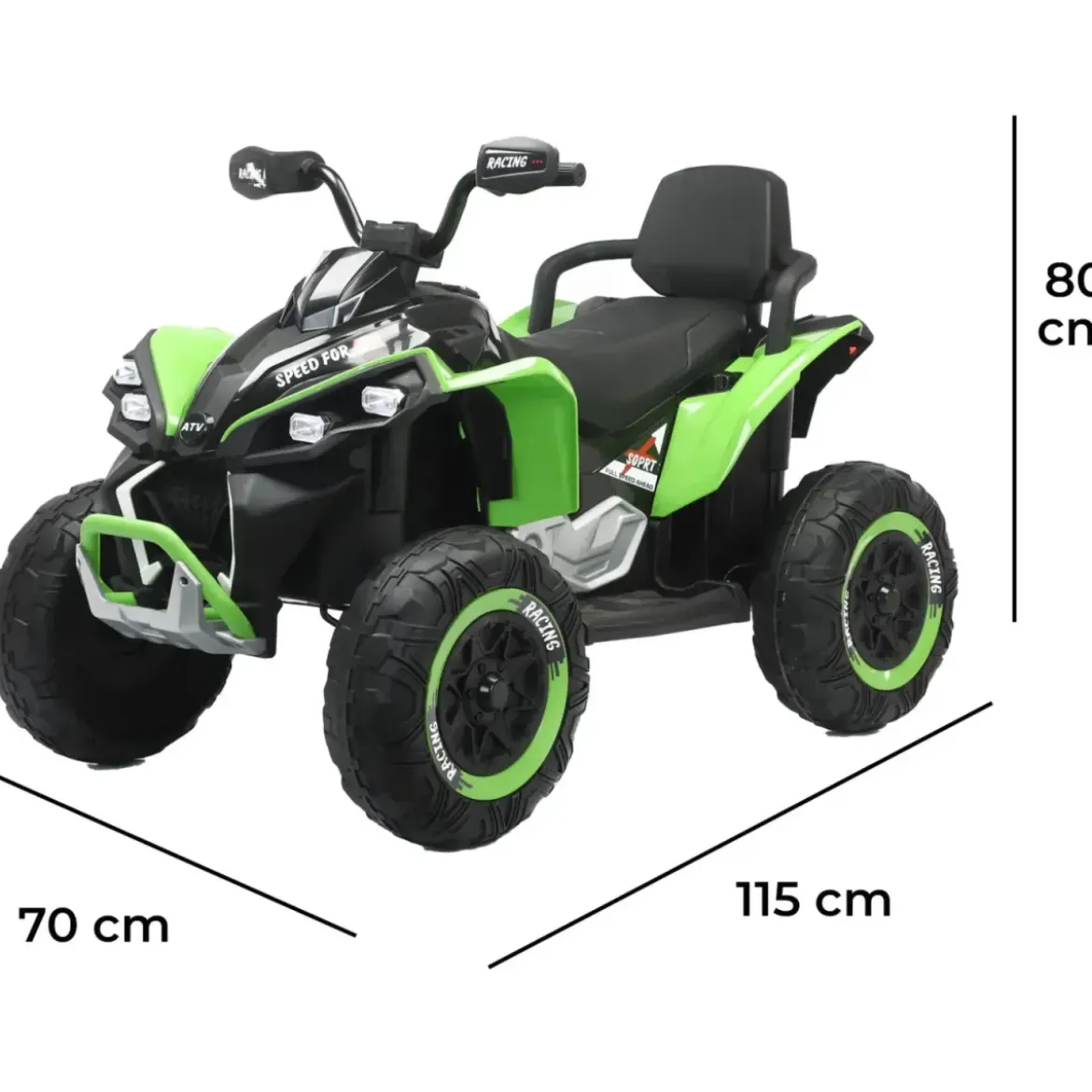 Quad Elettrico per Bambini 24V Verde ATV Safari Telecomando MP3