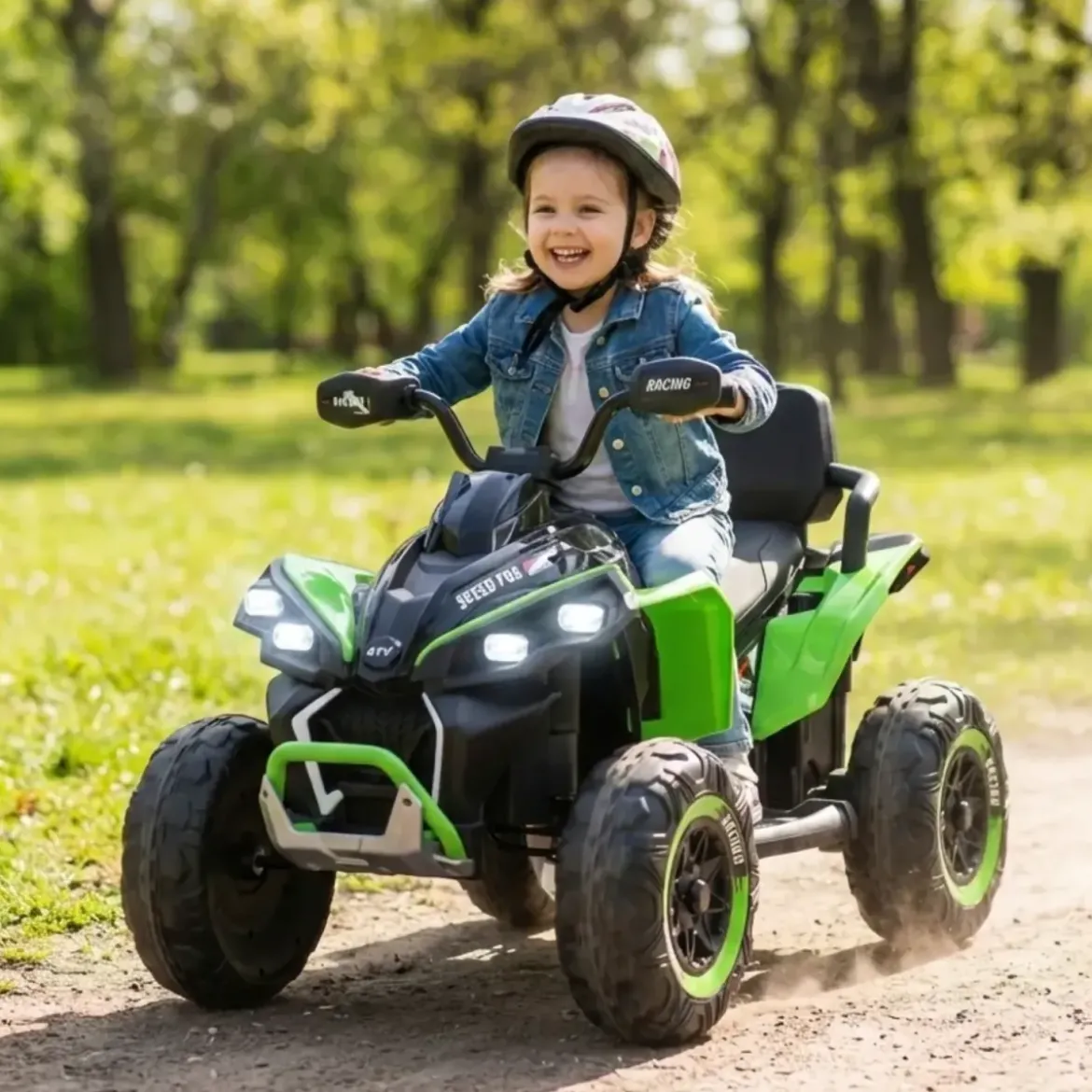 Quad Elettrico per Bambini 24V Verde ATV Safari Telecomando MP3