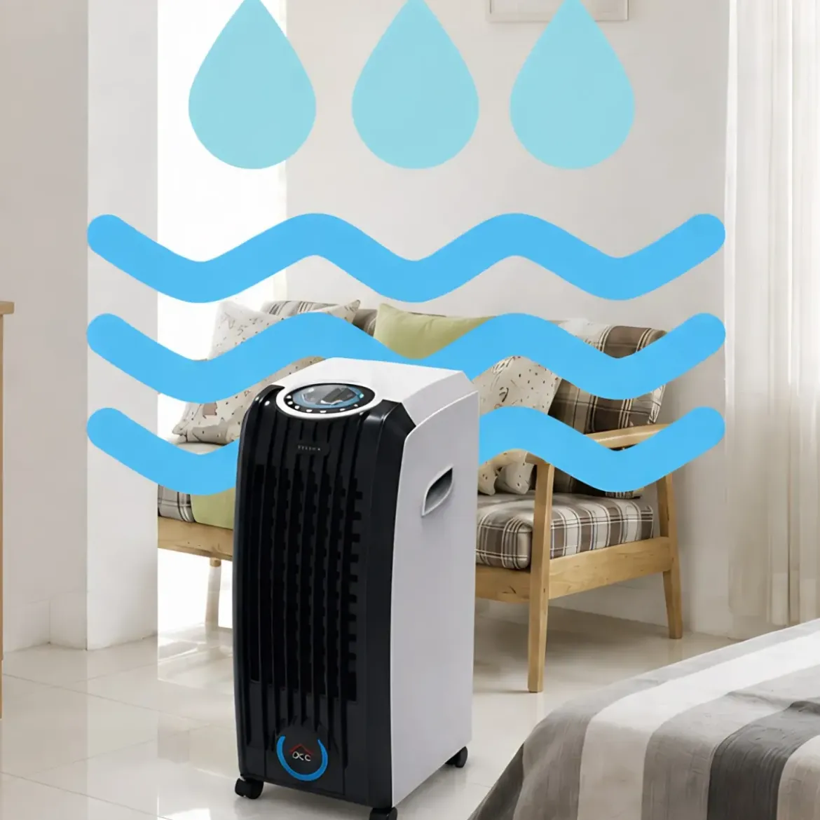 Raffrescatore d'Aria Dcg 60W 4 Litri Telecomando 3 Velocità 2 Ghiacci