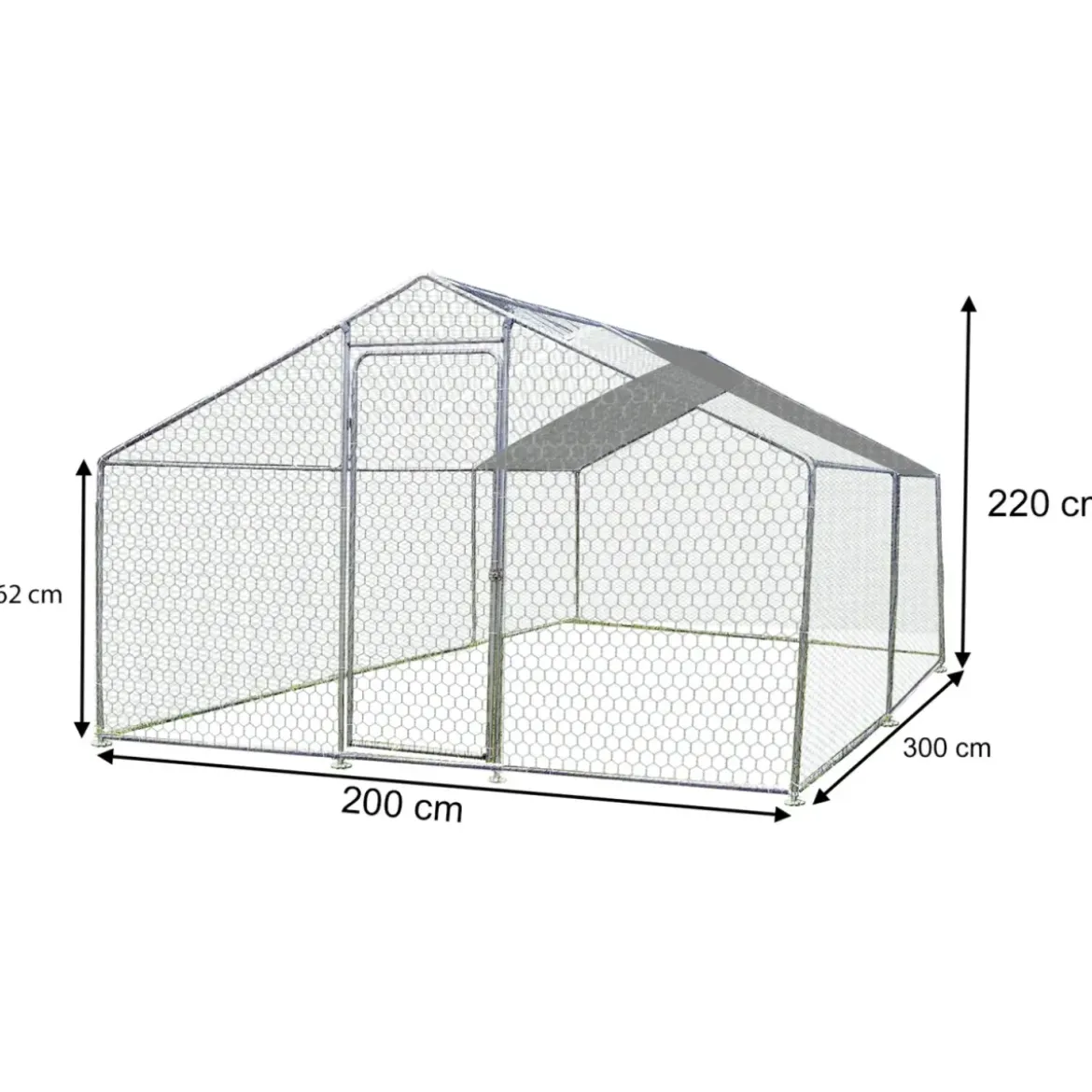 Recinto per Animali in Acciaio Zincato 2x3 m Pollaio con Telo 6 m2