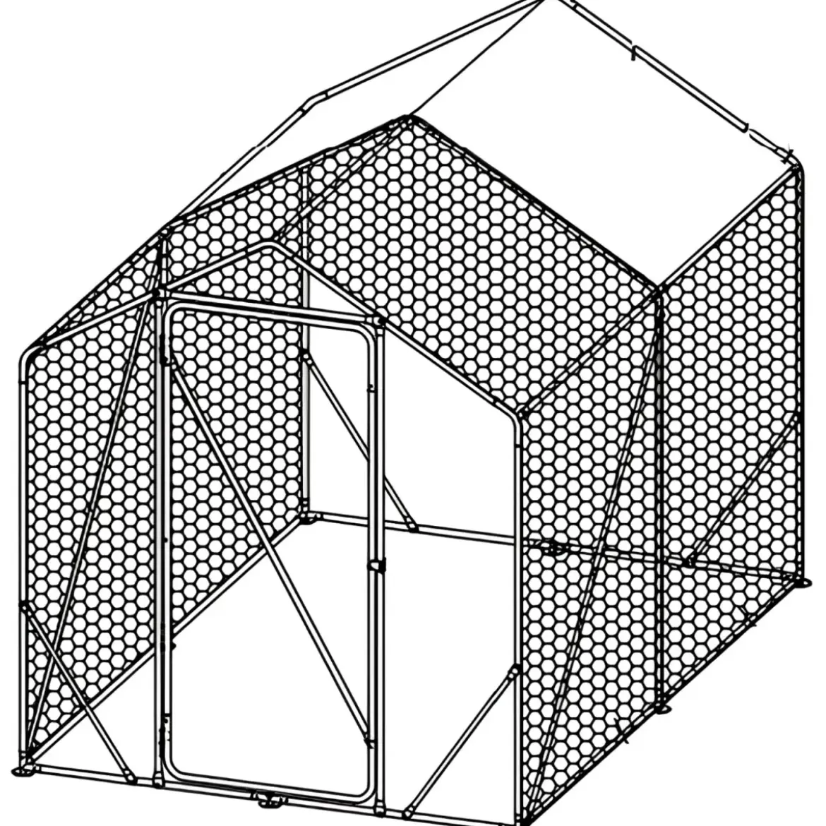 Recinto per Animali in Acciaio Zincato 2x3 m Pollaio con Telo 6 m2