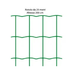Rete per Recinzione 25 Metri 200 cm Altezza Giardino Elettrosaldata Plastificata