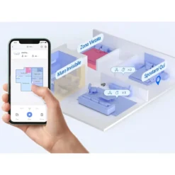 Robot Aspirapolvere Lavapavimenti Nero con Base 0,35L Mappatura Smart