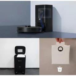 Robot Aspirapolvere Lavapavimenti Nero con Base 0,35L Mappatura Smart
