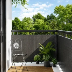 Rotolo Frangivista Rattan Artificiale Antracite 1x3m Copertura Privacy
