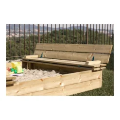Sabbiera per Bambini in Legno 120x120 cm Gioco Sabbia Giardino Esterno Coperchio