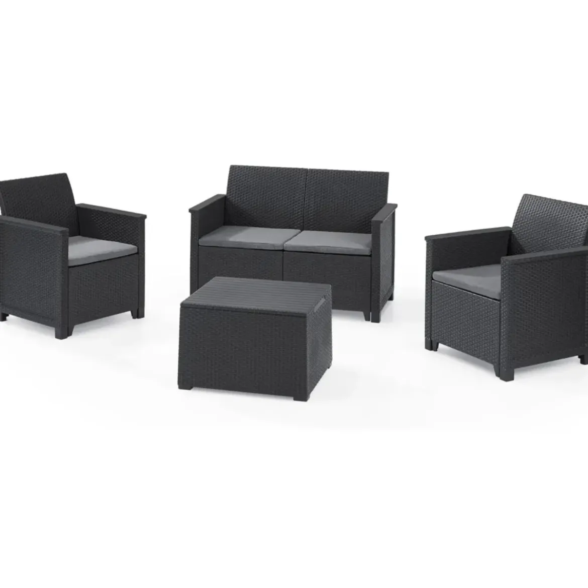 Salottino da Esterno 4 Posti in Resina Effetto Rattan con Tavolino