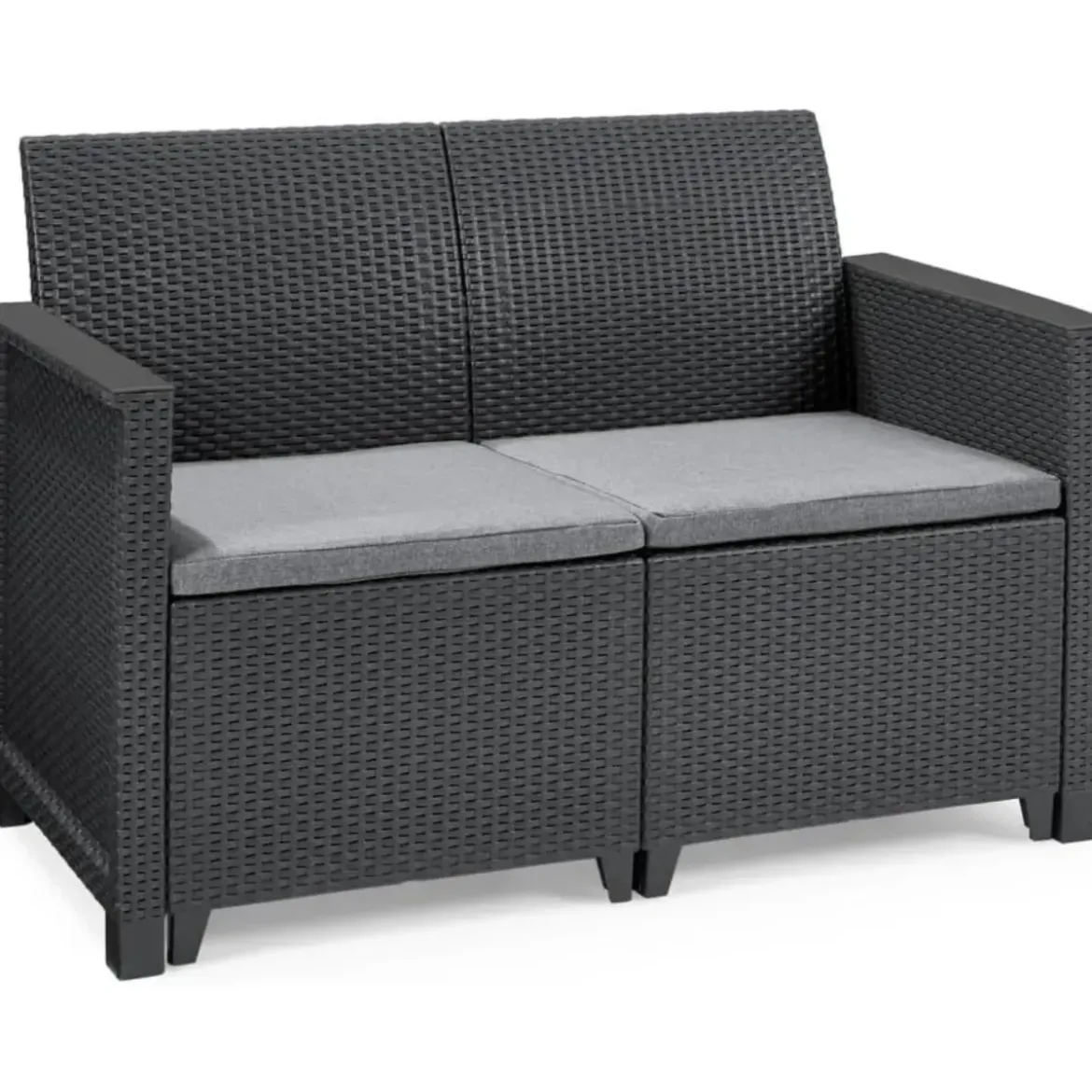Salottino da Esterno 4 Posti in Resina Effetto Rattan con Tavolino