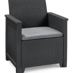 Salottino da Esterno 4 Posti in Resina Effetto Rattan con Tavolino