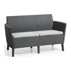 Salottino da Esterno 4 Posti Rattan Grafite con Tavolino Contenitore