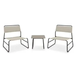 Salottino Elegante Set con Tavolo e 2 Poltrone per Giardino in Acciaio