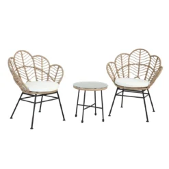 Salotto da Esterno Beige 2 Poltrone Tavolino Terrazzo
