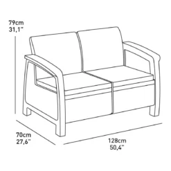 Salotto da Esterno Bianco Effetto Rattan Salottino Divano 2 Poltrone