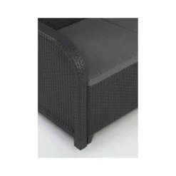Salotto da Esterno Effetto Rattan Grafite Lounge Divano con Cuscini