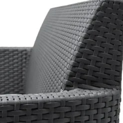 Salotto da Esterno 2 Posti in Resina con Tavolo Contenitore Effetto Legno