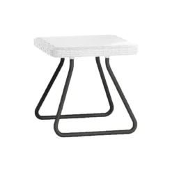 Salotto da Esterno 2 Posti in Resina Bianco Effetto Rattan con Tavolino
