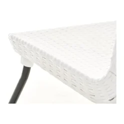 Salotto da Esterno 2 Posti in Resina Bianco Effetto Rattan con Tavolino