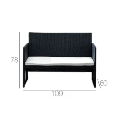 Salotto Polyrattan Esterno Giardino Rattan Sintetico Divano 2 Poltrone Tavolino