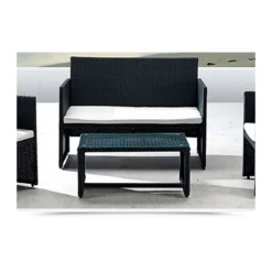 Salotto Polyrattan Esterno Giardino Rattan Sintetico Divano 2 Poltrone Tavolino