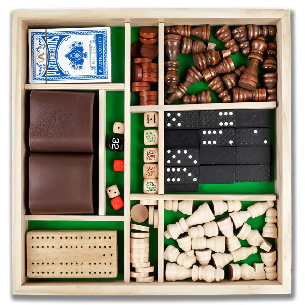 Scacchiera in Legno 7 in 1 Giochi da Tavolo Combinati Set Multifunzione