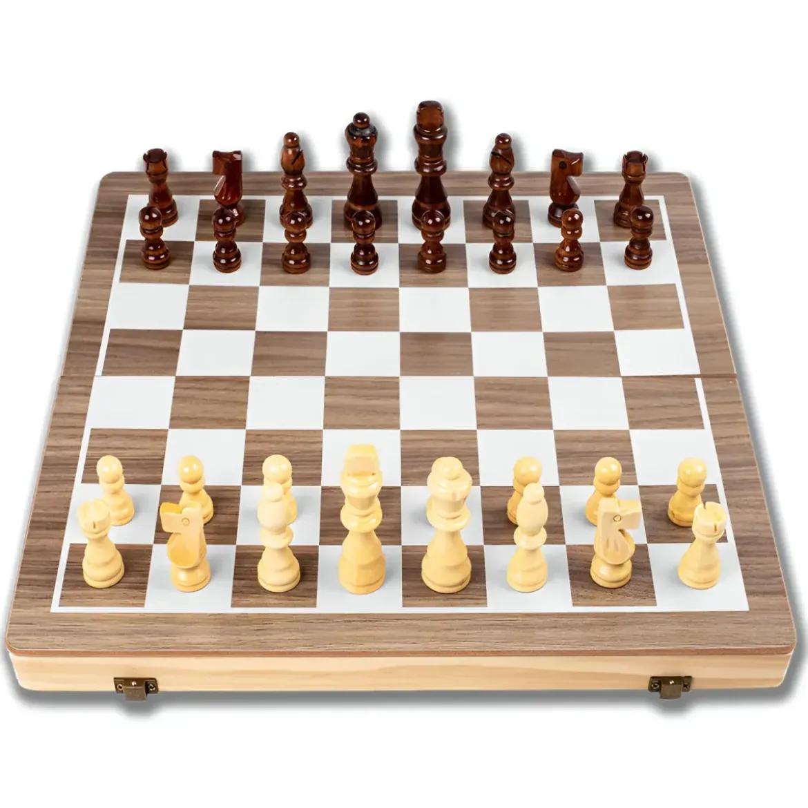 Scacchiera Magnetica Pieghevole 2 in 1 Portatile in Legno con Dama