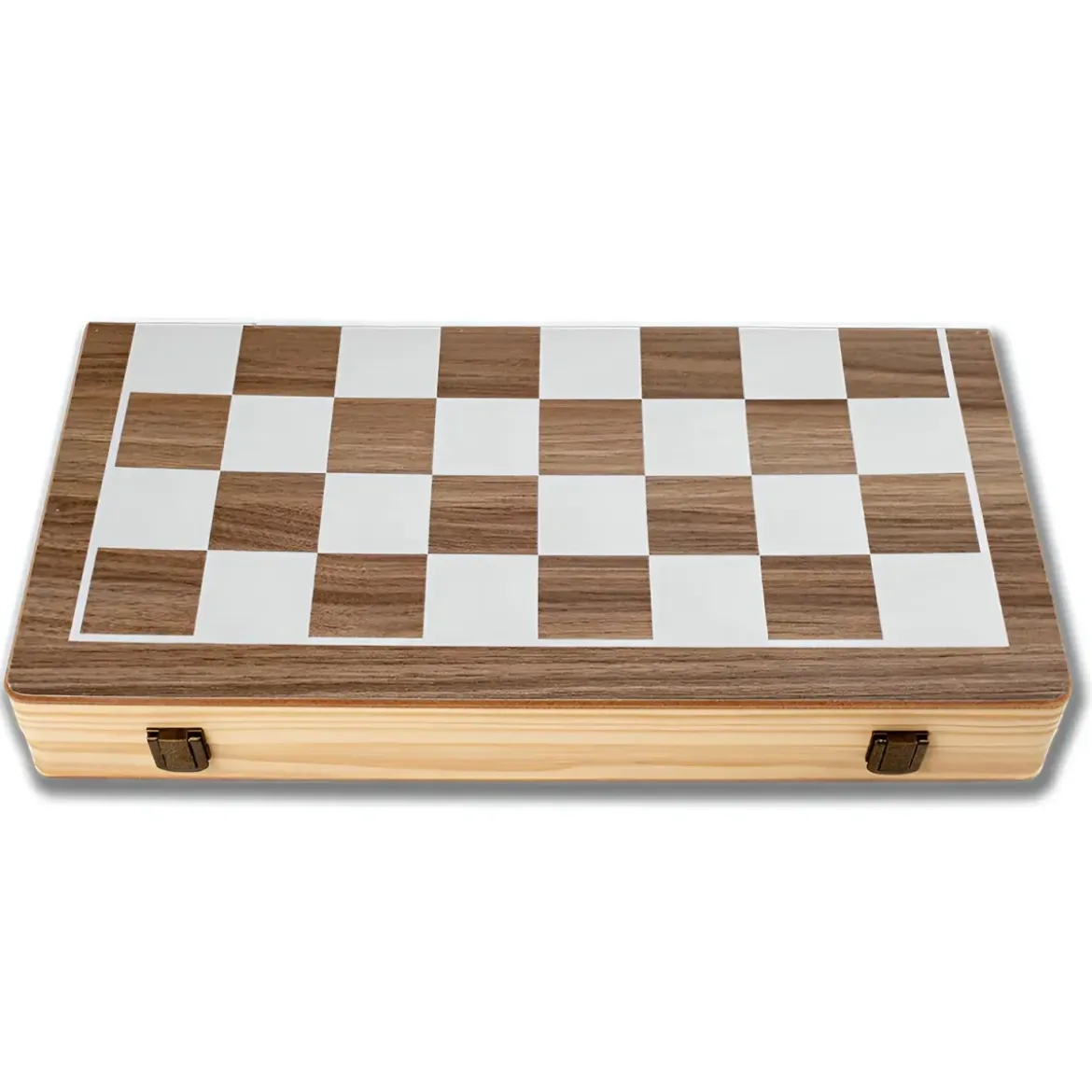 Scacchiera Magnetica Pieghevole 2 in 1 Portatile in Legno con Dama