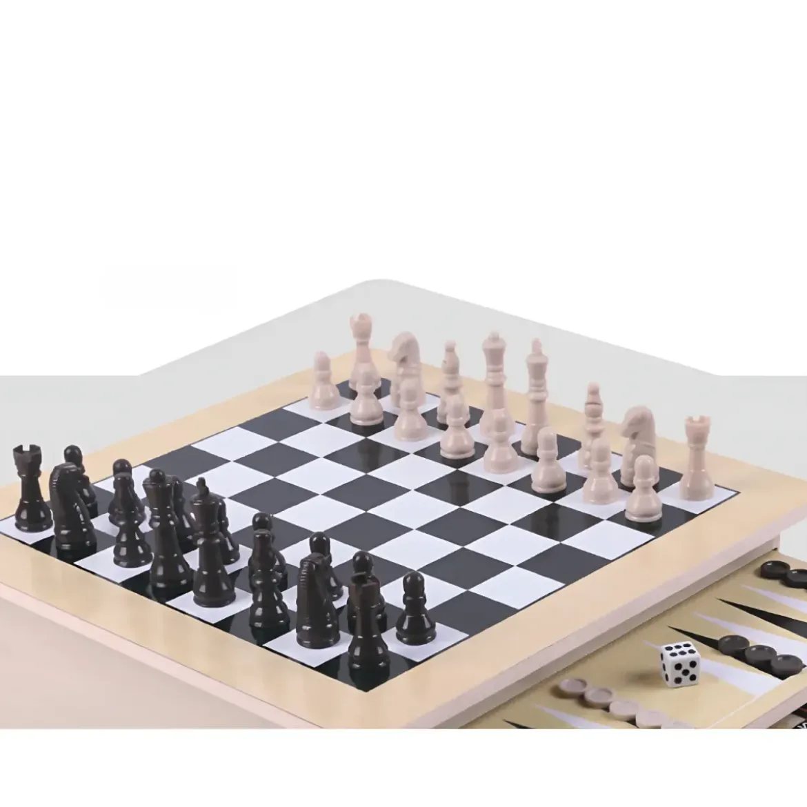Scacchiera Multigioco 10 in 1 in Legno con Cassettiera Portapedine