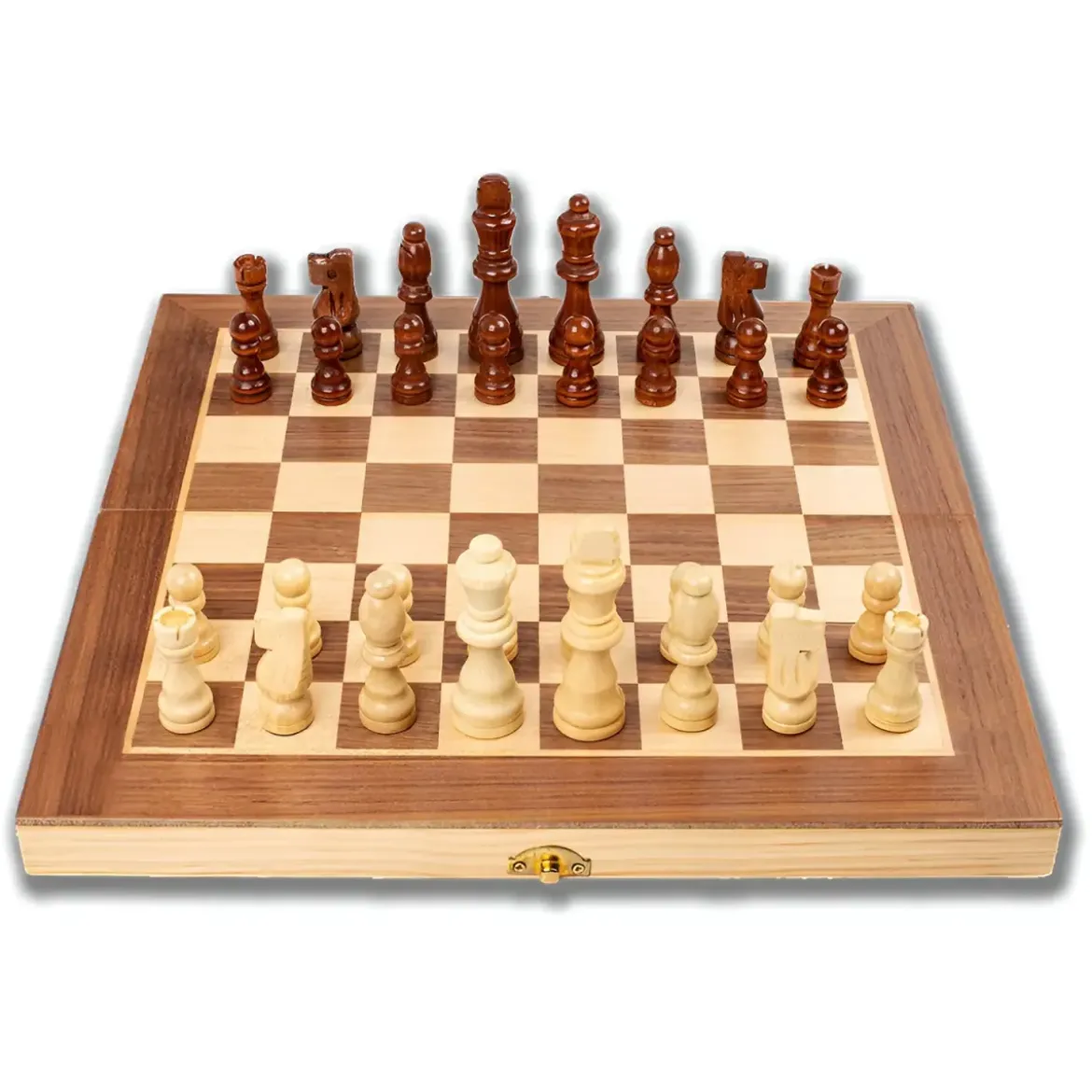 Scacchiera Pieghevole Deluxe in Legno Set Salvaspazio Richiudibile