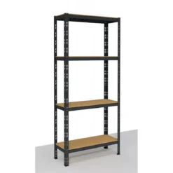 Scaffalatura con 4 Ripiani 180 cm in Metallo Scaffale Modulare Antracite