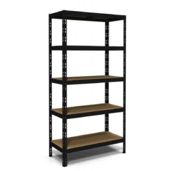 Scaffalatura in Metallo Nero Scaffale ad Incastro con 5 Ripiani 180 cm