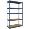 Scaffale ad Incastro in Metallo con 5 Ripiani 200 cm Scaffalatura Blu